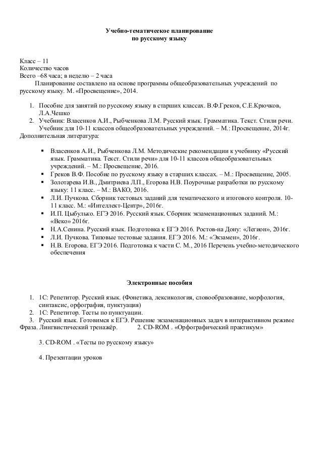 План групповых занятий по русскому языку 11 класс